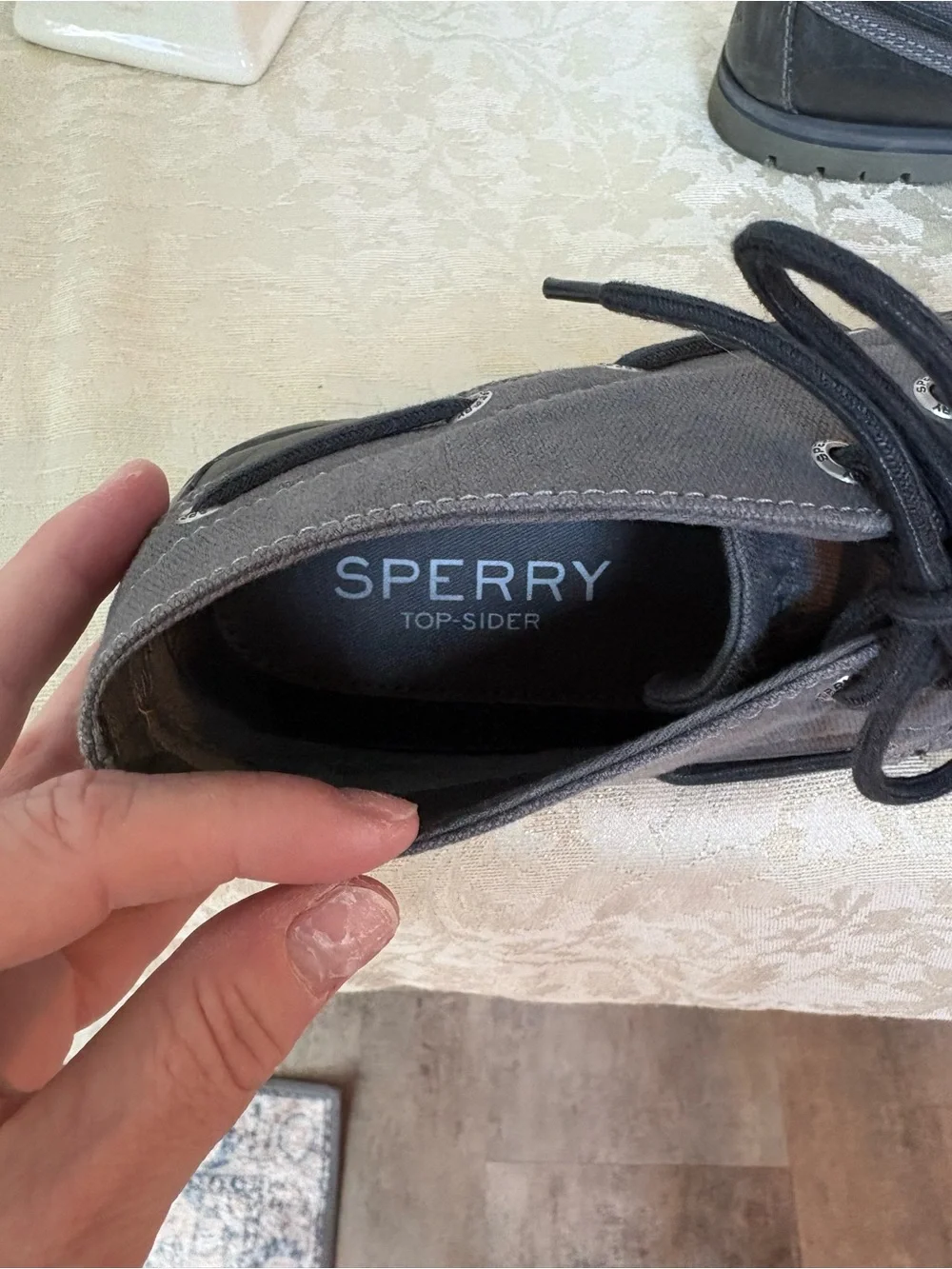 Sperry Leather & Canvass Topsider Shoes - Lace-Up Comfort in Gray